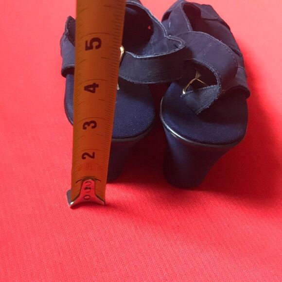 Vintage Handmade Navy Blue Suede Women shoes Size 7